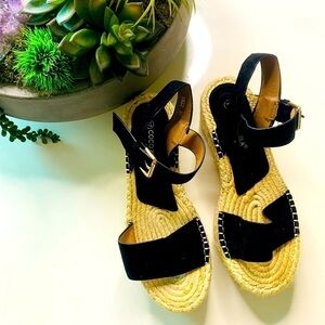 Coco Perla Paris platform open toe rope weave shoe black sz 7 women’s